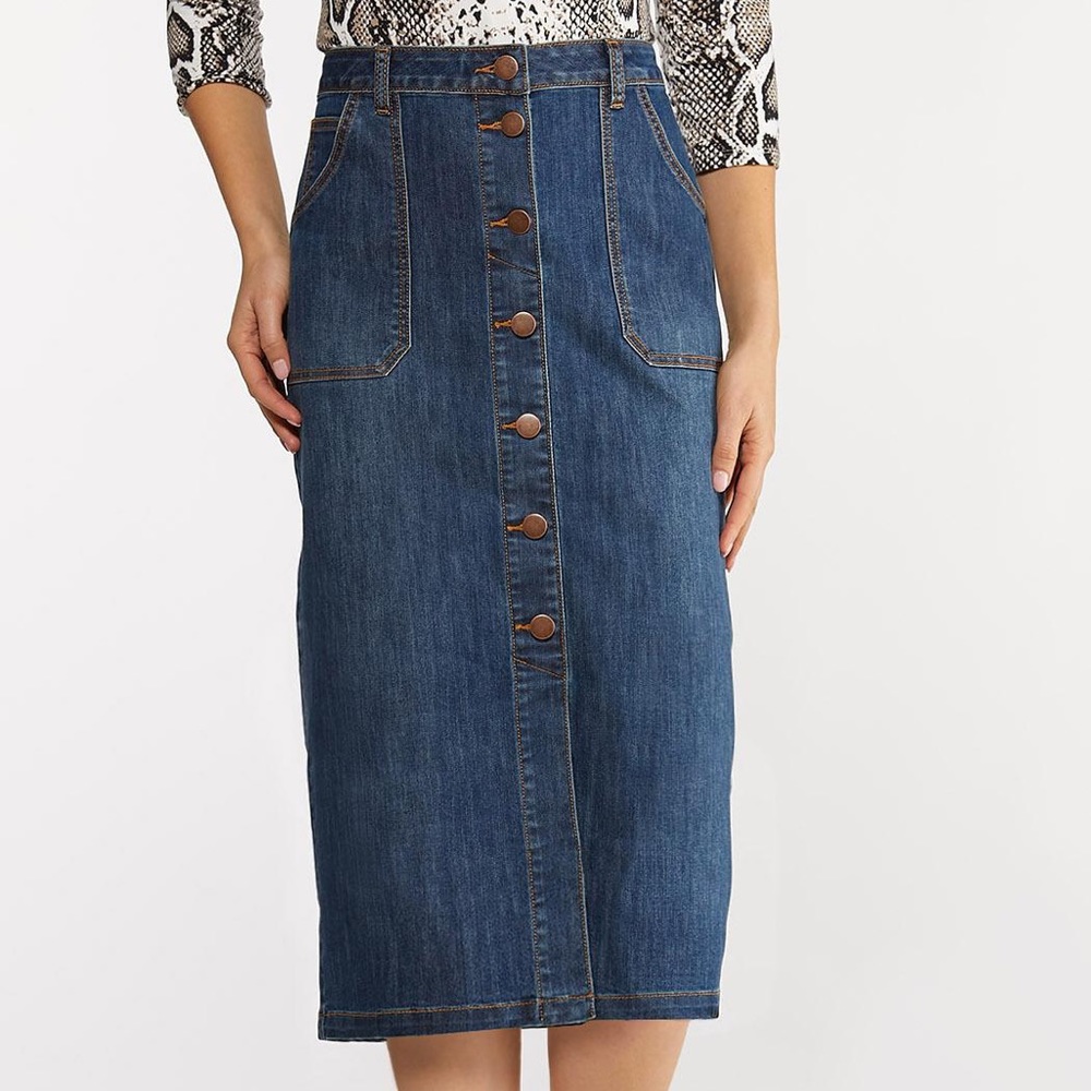 Plus Size Denim Utility Skirt